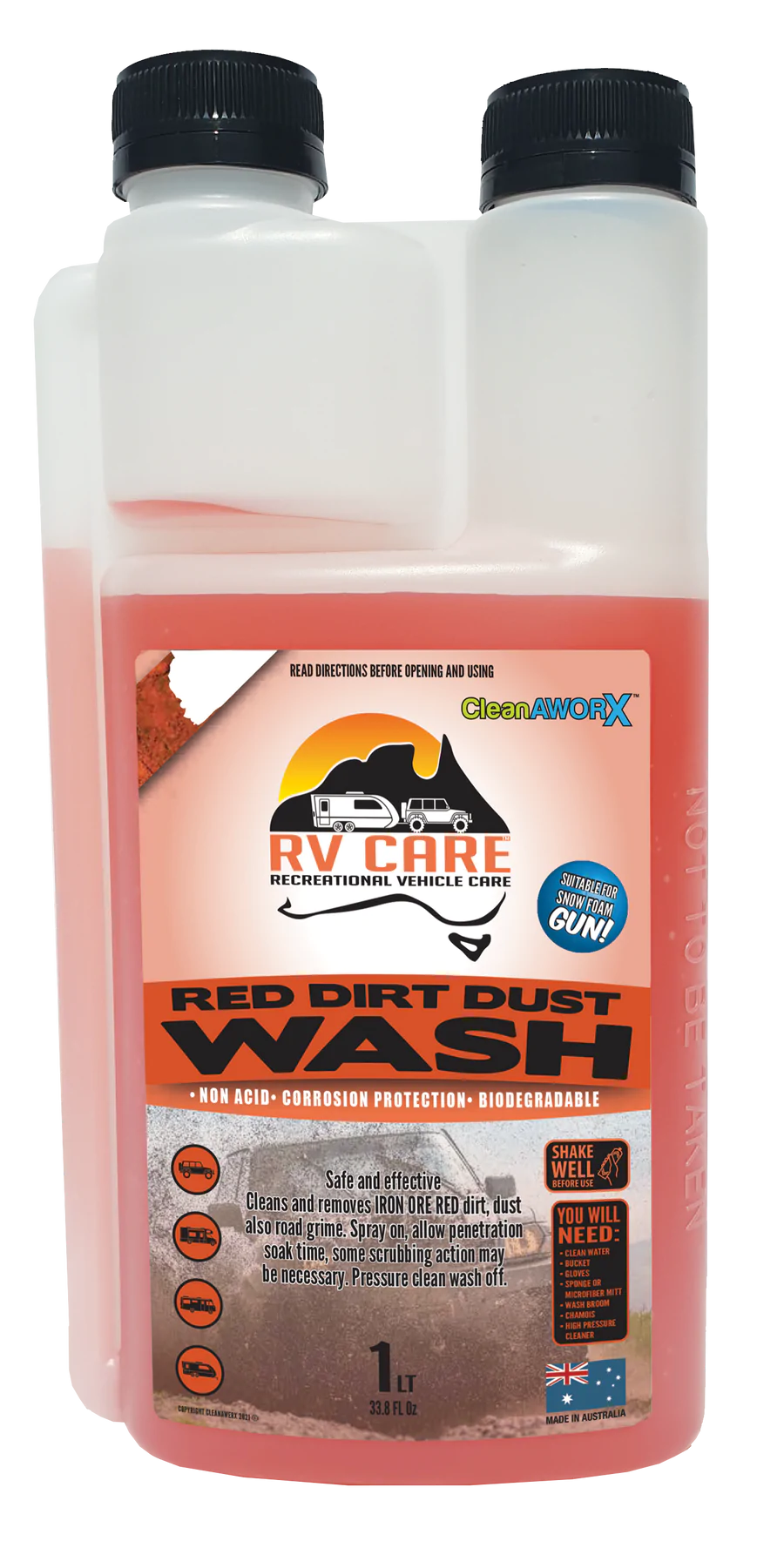 CLEANAWORX RV CARE RED DIRT DUST WASH 1L