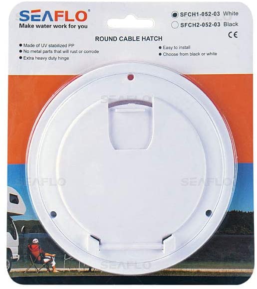 SEA FLO Round Electric Cable Hatch for 30 and 50 Amp Cords (White)