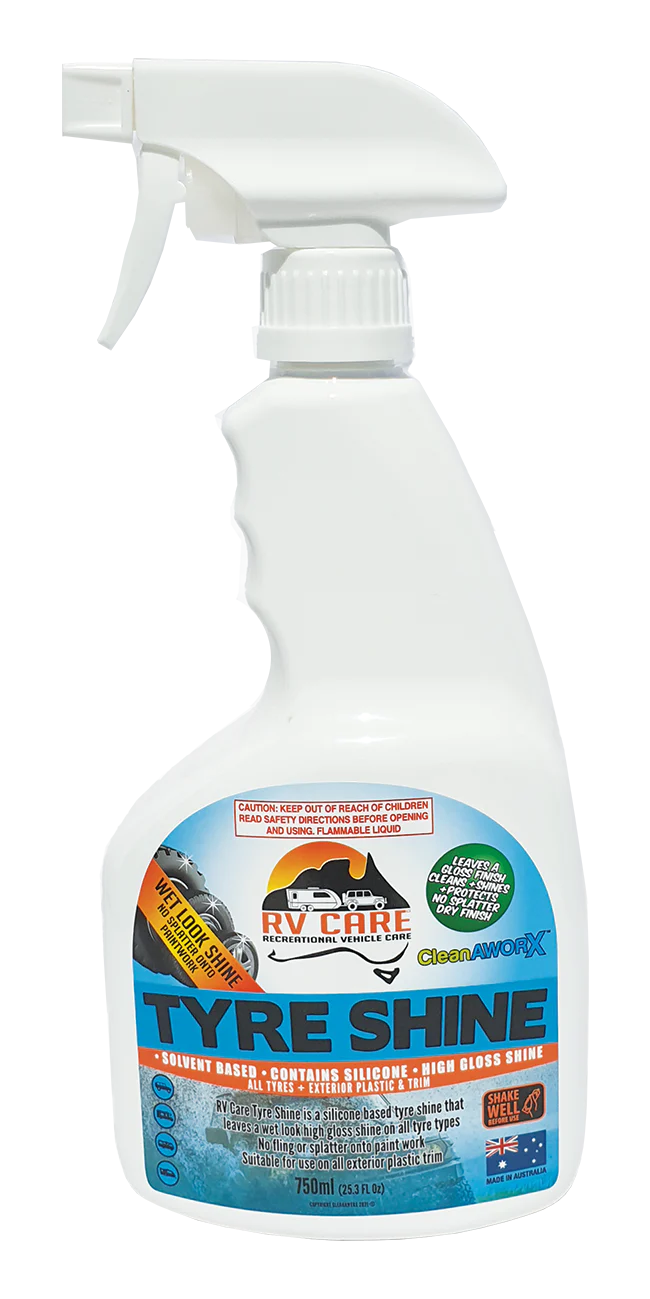 CLEANAWORX RV CARE TYRE SHINE SOLVENT SILICONE BASED LONG LASTING 750ML